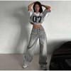 Gray Vintage Baggy Jeans Woman Streetwear High Waist Y2K Wide Leg Denim Pants Loose Female Hip Hop Trousers 2000s Spring Autumn New