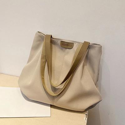 Leisure  Versatile Commuting Shoulder Bag  Fashionable Retro Trendy Tote Bag Solid Concise Travel Bag