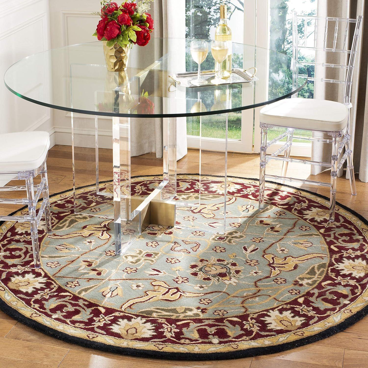 

Moroccan Style Carpet Vintage Floral Circular Rug Washroom Floor Mat Carpets for Bed Room Rug Dining Room Living Room Decoration 60cm