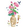 Lotus Vase Self-Adhesive Living Room Bedroom Decoration Wall Stickers Tv Background Wall Chinese Style Porch Stickers Quality
