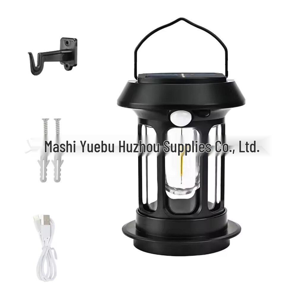 Rechargeable Solar Retro Camping Lantern - Handheld Outdoor Oil Lamp for Tents, Courtyards, and Emergencies