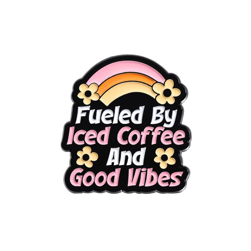 Colorful Whimsical Short Phrase Coffee Alloy Brooch With Unique Skull Design Perfect For Casual And Outfits Stylish