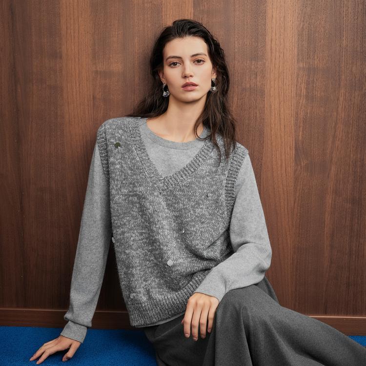 ELLE Comfortable Fashion Commuter Knit Sweater Women tops EZ53111
