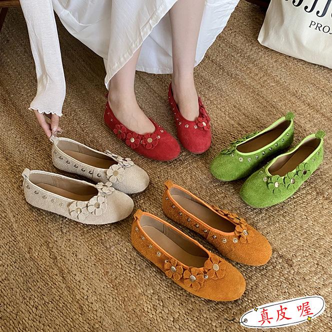 Leather Soft Sole Flat Bottom Retro Doudou Mary Jane Single Shoes Women's 2025 Fashion with Skirt Ballet Grandma Shoes Trend