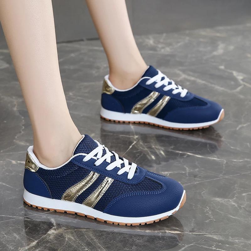 New Woman Trend Casual Sneakers Comfortable Lace Up Flats Tennis Shoe Breathable Walking Jogging Shoe