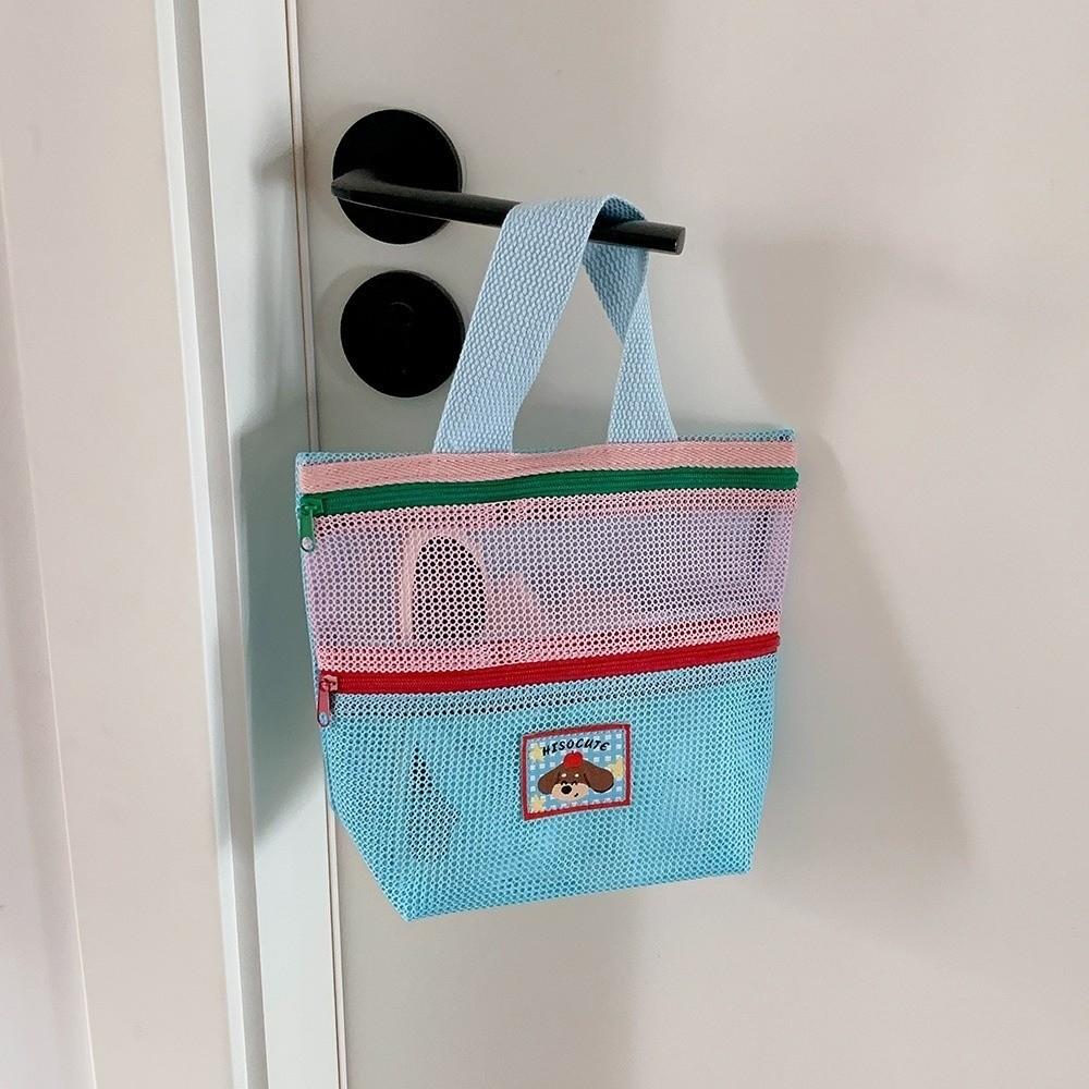 Casual Waterproof Mesh Tote Bag Multi-Pocket Large Capacity Makeup Handbag Multifunctional Lightweight Foldable Toiletry Bag