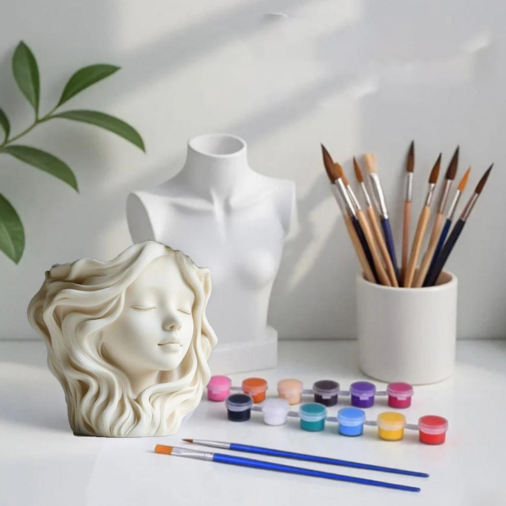 DIY Girl Flower Pot Silicone Mold For Resin Cement Crafts Unique Handmade Gift Home Decoration Jewelry Holder