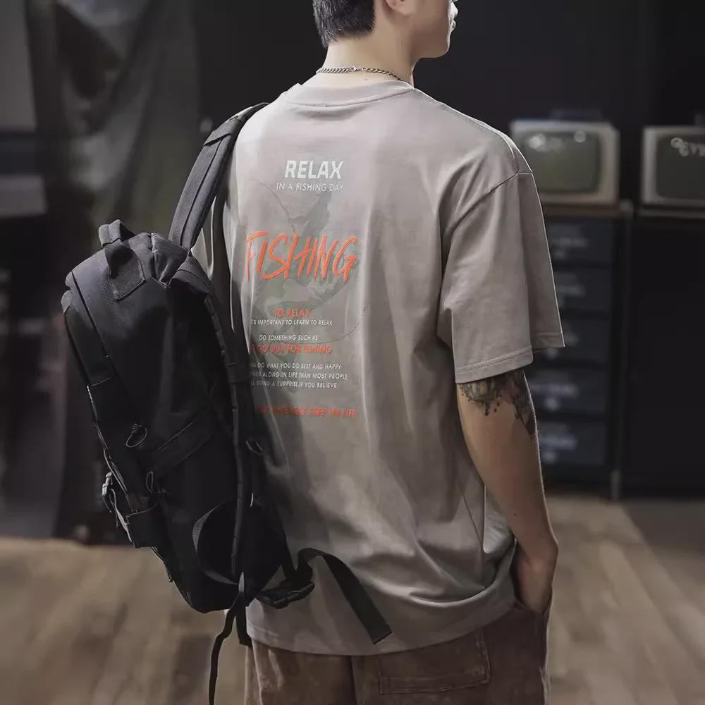 230g Heavyweight Vintage Washed Men's Retro Short-Sleeve T-Shirt - American Style, Trendy and Loose Fit for Summer