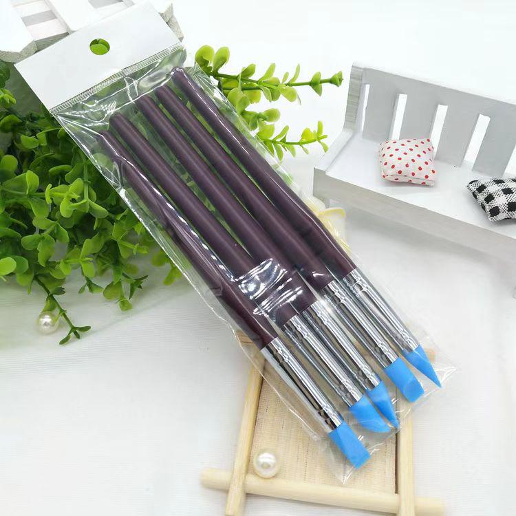 5-Piece Silicone Watercolor & Oil Painting Masking Brush Set for Art & Nail Art