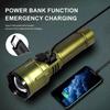 Ultra bright LED alloy flashlight with ultra-high wick illumination and rechargeable searchlight for camping emergency lighting, battery free