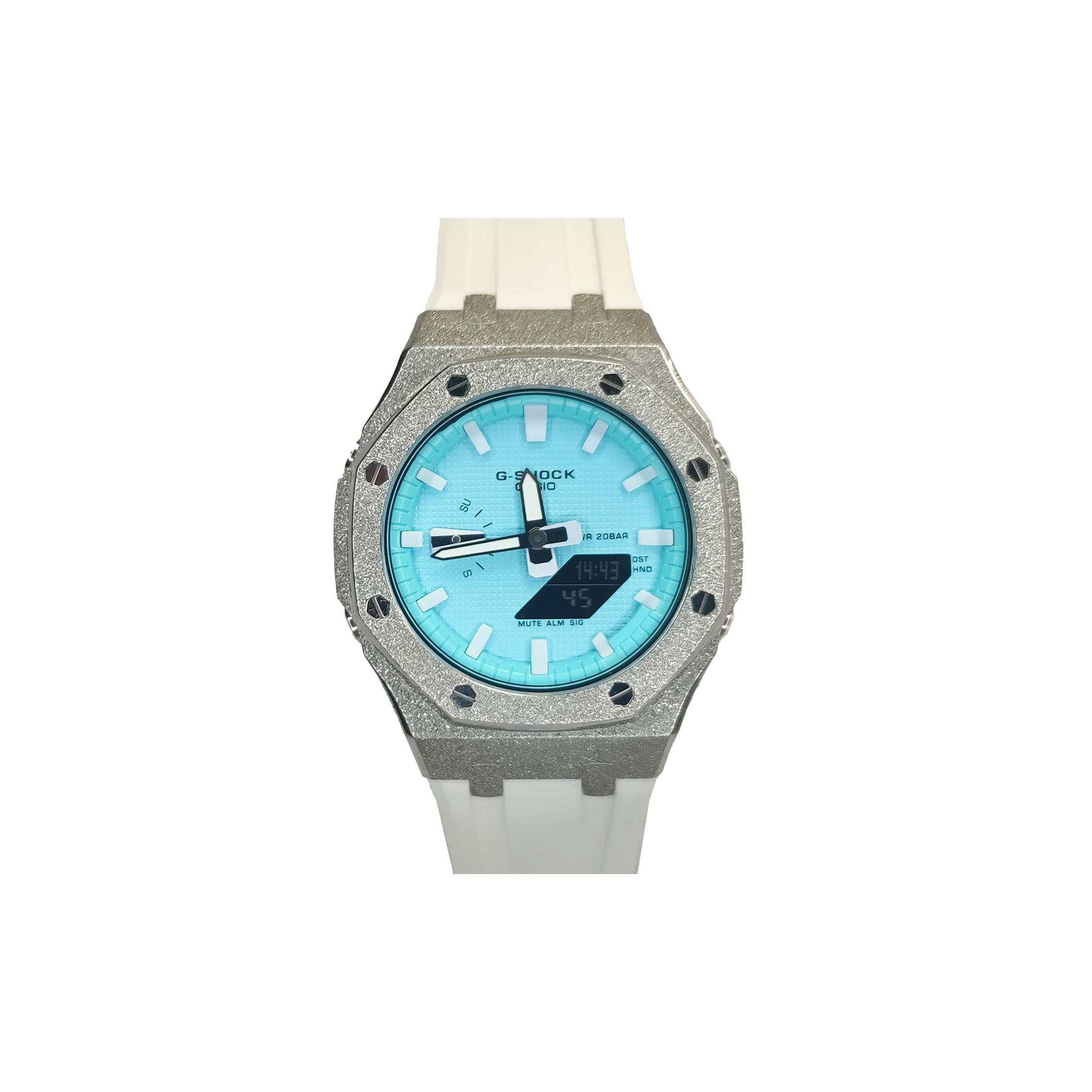 

CASIO Men Liquid Crystal,Analog Dual Display Series Blue Watch GA-2100-2A2(Watch3--)