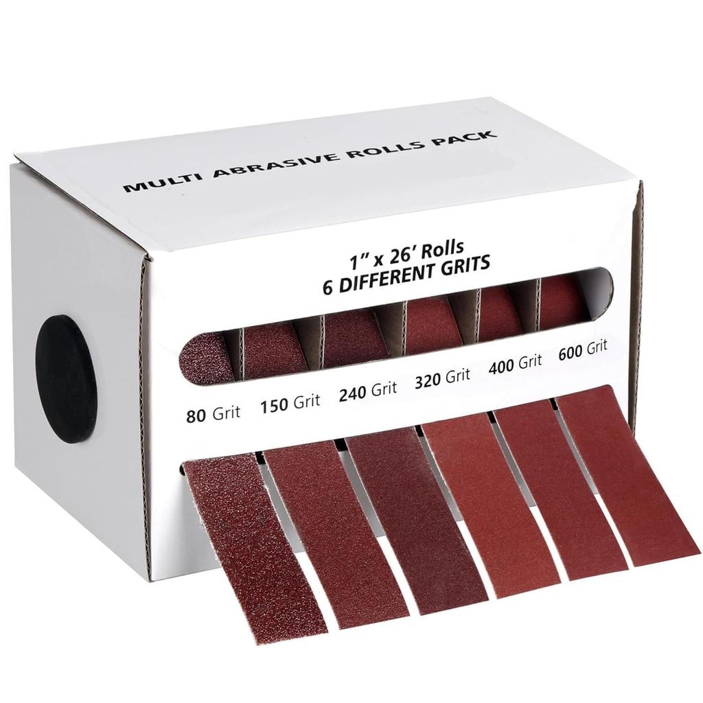 Emery Cloth Roll, 6 Grits Sandpaper Assortment for Metal Automotive Furniture Wood with Dispenser