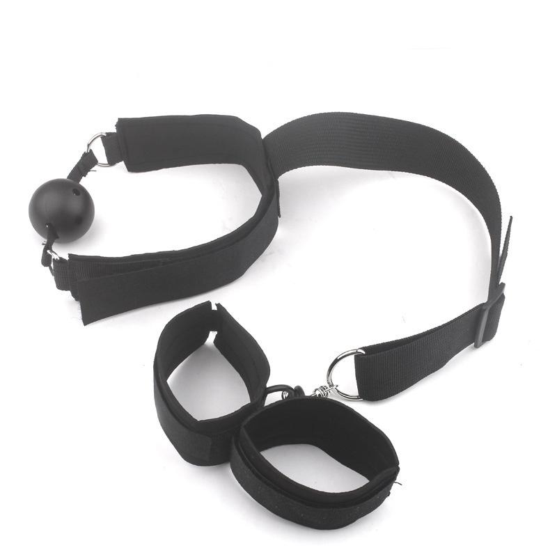 Erotic HandCuffs Mouth Gag BDSM Bondage Restraints Sex Toys for Couples Open Mouth Ball Backhand Cuffs Tied Up Adult Game
