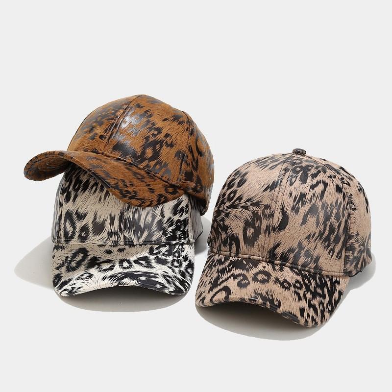 No Ip Classic Baseball Cap With Leopard Print Leather In Autumn Winter For Outdoor Fashion