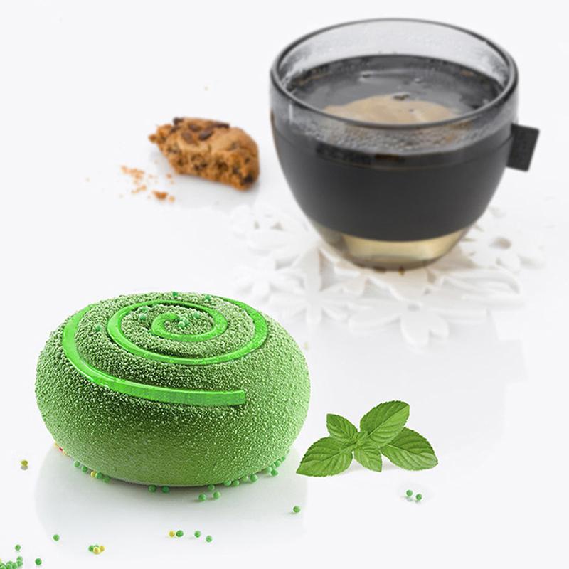 Soap Mould Round Whirlpool Silicone Rubber 6 Cavities Mousse Cake Baking Mold