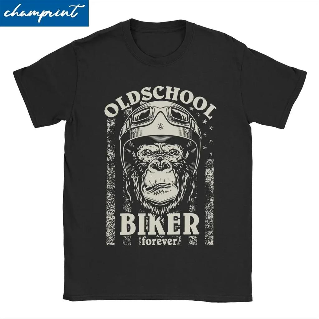 Old School Biker Motorrad Bike Herren T-Shirts Racing T-Shirt Rundhals T-Shirt Baumwolle Geburtstagsgeschenk Kleidung