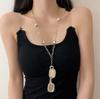 Casual Versatile Zircon Square Glasses Pendant Necklace Accessories Women's Sweater Chain Exaggerated Necklace Women's