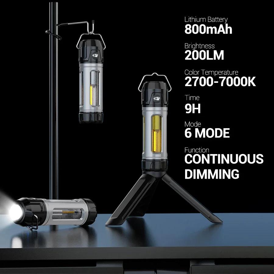 Multi Functional Camping Light Outdoor LED Night light with Hook Magnet Type C Rechargeable Flashlight Waterproof Travel Light