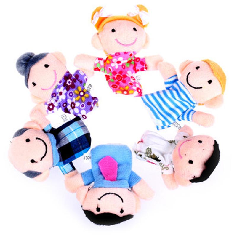 6Pcs/lot Finger Puppets Toys Gift Family Finger Puppets Set Mini Plush Baby Toy