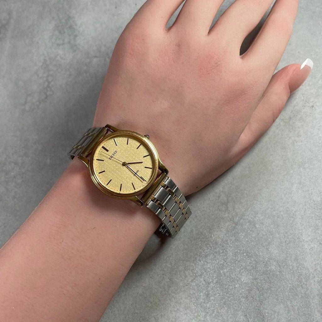 Used [Battery new/working item] CITIZEN Citizen EXCEED 1988 Quartz Watch Combi Color Gold Dial Antique Vintage Retro Watch Used Good Item Anonymous