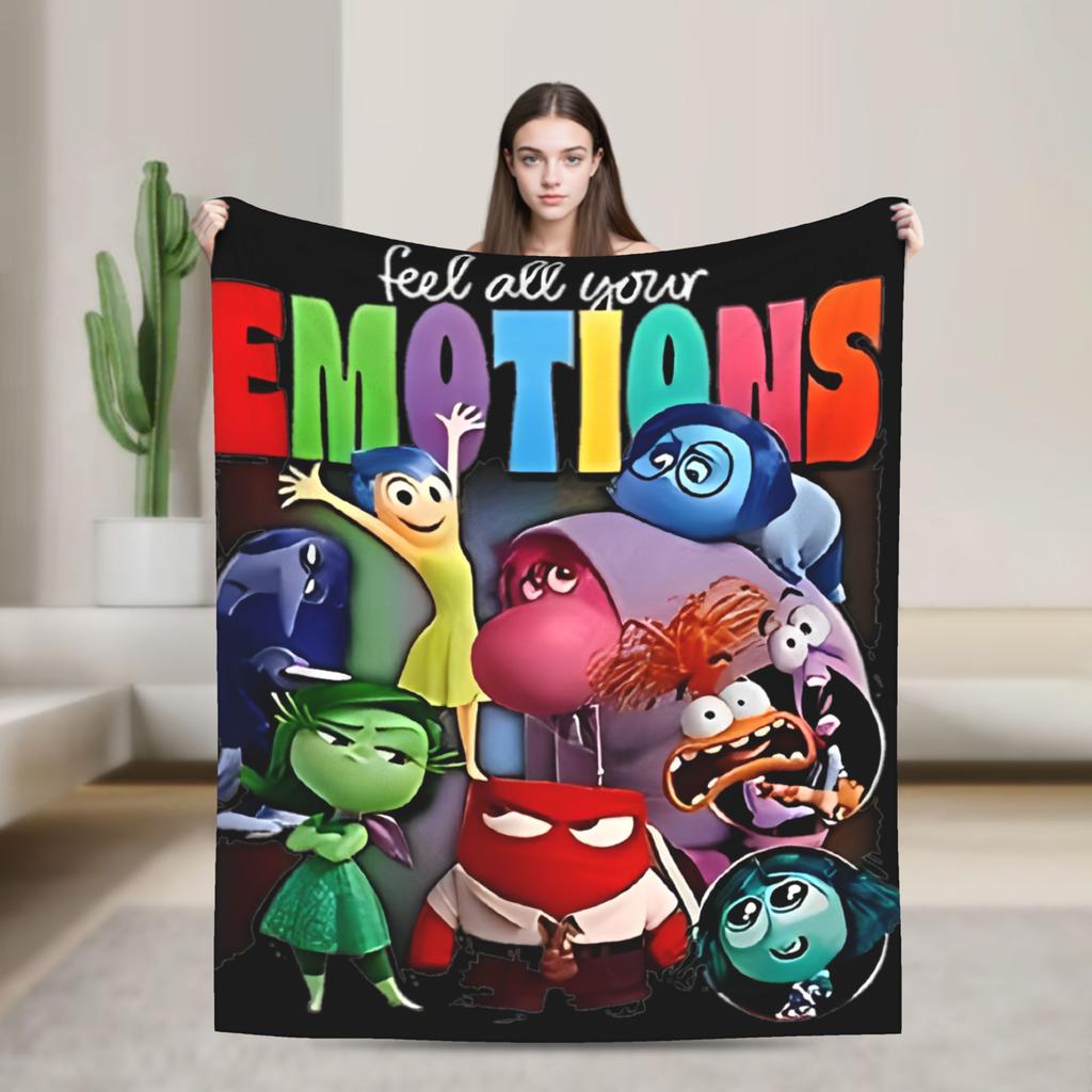 Inside Out 2 Cartoon  Blanket  Travel Office Flannel Throw Blanket For Outdoor Super Warm Custom Quality Bedspread