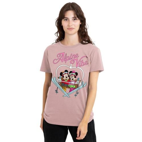 Disney Womens/Ladies Alpine Vibes Mickey & Minnie Mouse T-Shirt