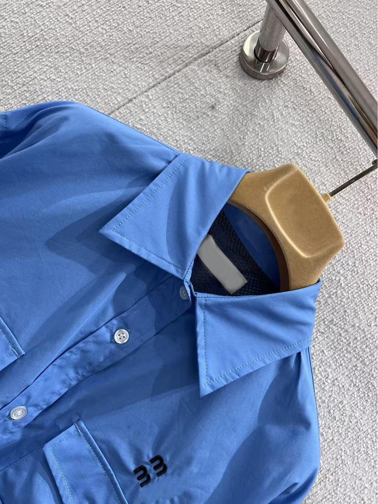 Spring 2026 Women's Polo Collar Loose Shirt with Letter Embroidery - M Brand Collection
