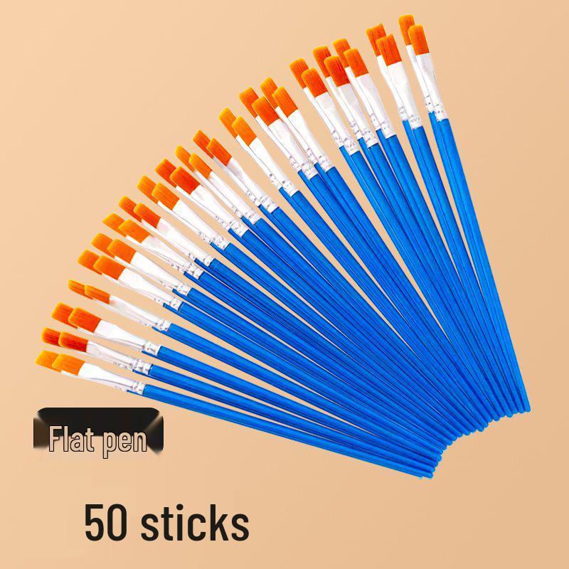 Flat Nylon Brush Set: Oil, Watercolor, Gouache, Acrylic - Ideal for Art, Painting, and Outlining.