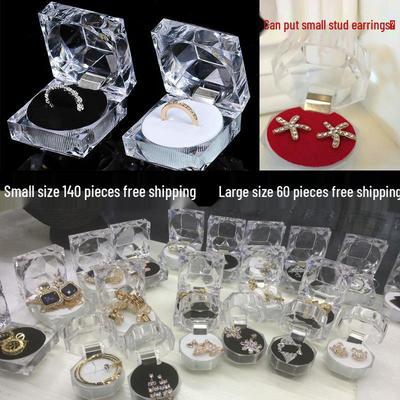 Acrylic Transparent Jewelry Box for Stud Earrings - Crystal Ring Display and Gift Packaging