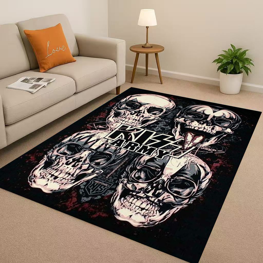 HD Kiss Rock Heavy Metal Band Gene Simmons Wohnzimmer Rutschfester Teppich für Schlafzimmer Spielzimmer Sofa, Heimdekoration Fußmatte