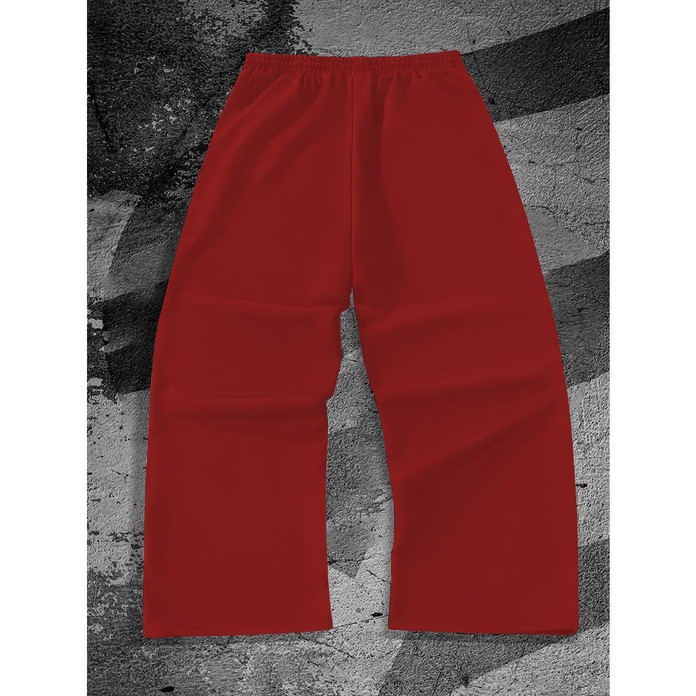 Spodnie Zimowe Streetwear z Nadrukiem Płomieni Szerokie Nogawki Męskie Ubrania Codzienne Siłownia i Luźne Spodnie Modny Styl Uliczny