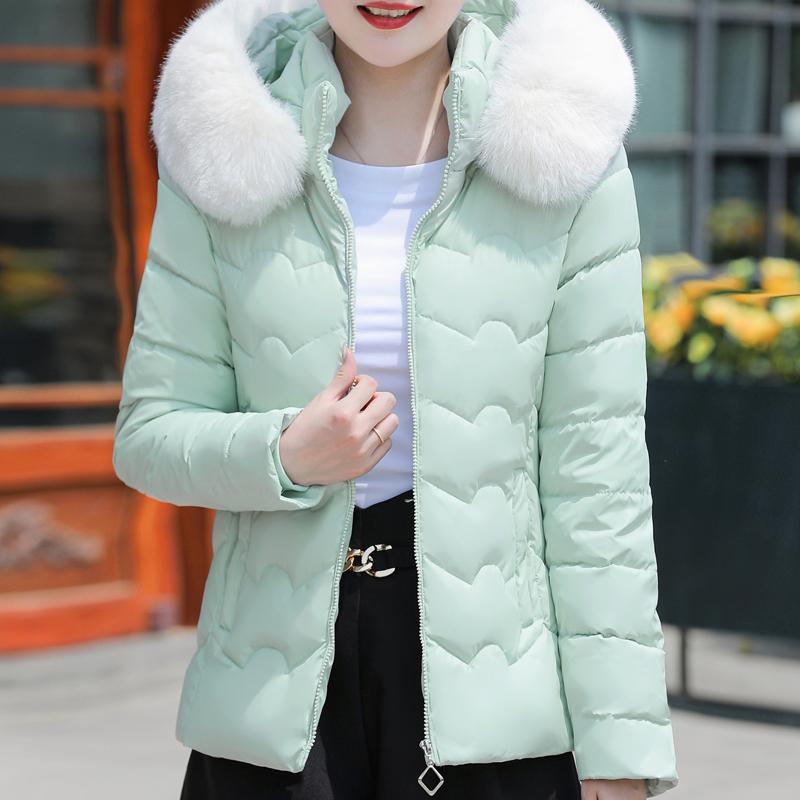 Fashion Winter Short Parkas Female Outerwears Hooded Faux Fur Collar Lady Jackets Thick Warm Elegant Coats