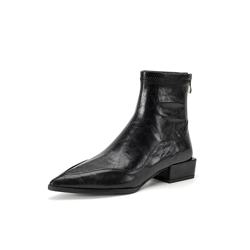 Pointed-toe Shoes, Thick-heeled Ankle Boots, New Versatile Boots for Women, Adding Fleece