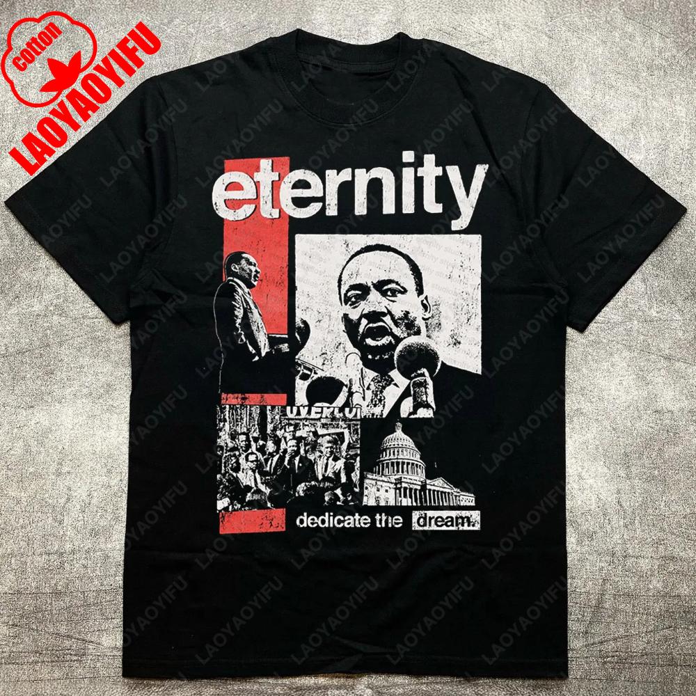 Mens Heat Transfer Print Cotton Round Neck Short Sleeve TShirt Eternity Dream Character Theme Design Fashion Male Streetwea