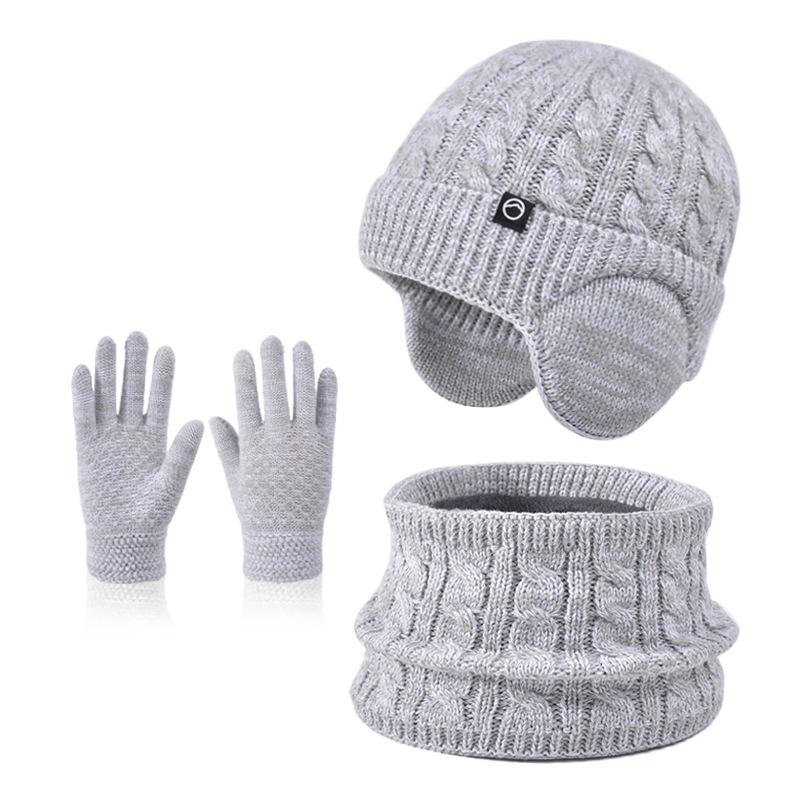 

Winter Children s Hat Neck Scarf Gloves Set for Boys and Girls серый