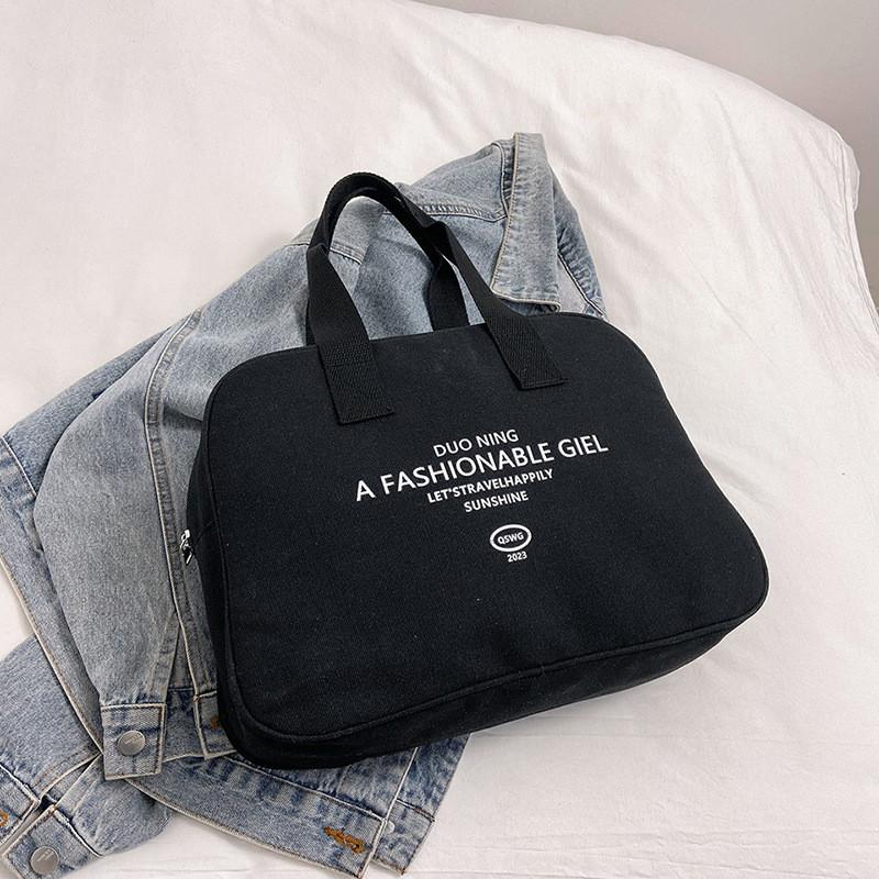

Chic Black White Khaki Canvas Tote Bag Spacious Comfortable For Everyday Travel And Casual Outings чёрный