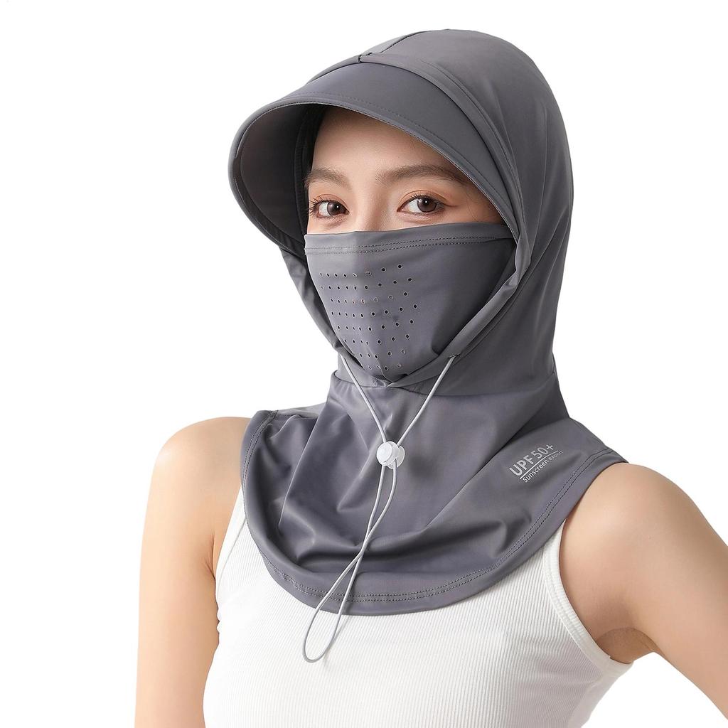 Chapeau d'été Visage Pare-soleil Anti-UV Chapeau Intégré Écharpe Respirante en Soie Glacée Protection Solaire Visage Cou Conduite Vélo Serviette Visage