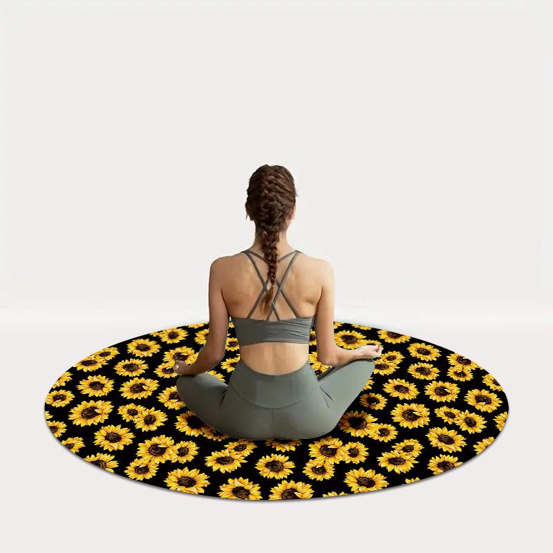 Daisy Flower Round Carpet for Living Room Bedroom Sofa Playroom Decor Non-slip Floor Mat