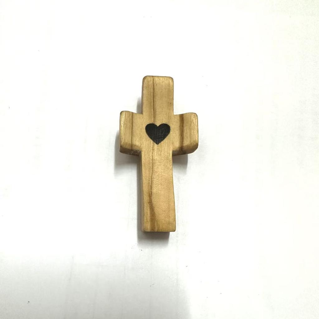 Black Walnut Thumb Cross – Handheld Solid Wood Craft for Easter, Church, Palm Prayer Piece
