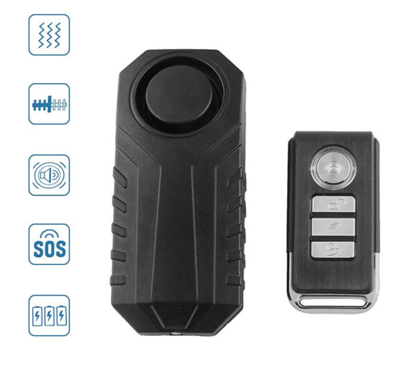 Bezdrátový klakson s dálkovým ovládáním 113dB Vodotěsný proti krádeži Motocyklový skútr Vibrační alarm Příslušenství pro jízdní kola