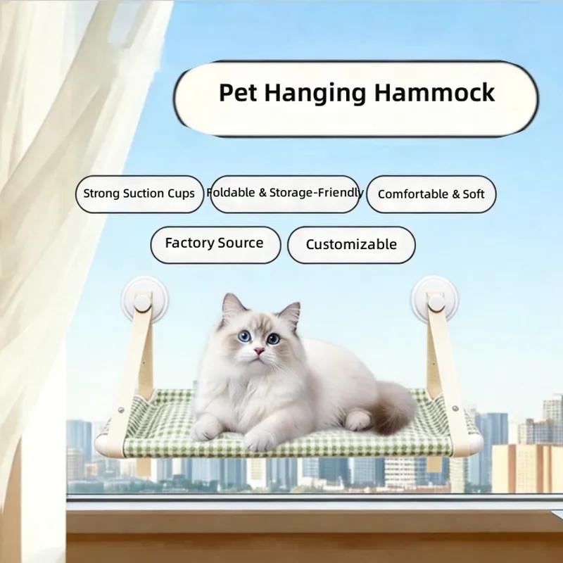 Cat Hammock for Indoor Cats Window Perch Hanging Bed with Suction Cups Balcony Sunbathing Spot Comfortable Pet Nest