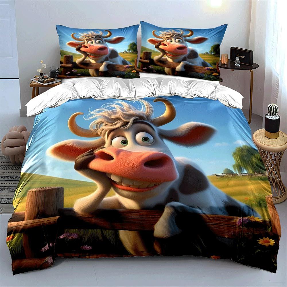 Farm-Themed Illustration Set For Decor Exquisite Three-Piece Bedding Set Gift For Kids And Adults