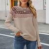 Women's Fashion Temperament Vintage Patchwork Knitwear Fashion Large Size Round Neck Sweater