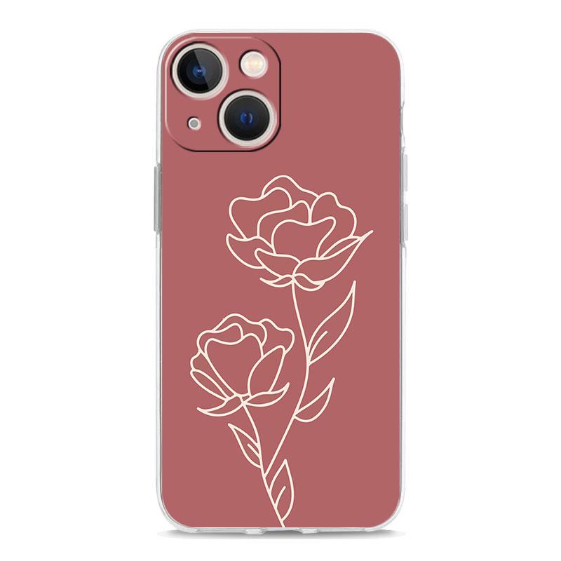 Phone Case For iPhone 15 14 13 12 Mini 11 Pro Max XS X XR 7 8 Plus Clear Shockproof TPU Cover Simplicity Line Art Sun Moon