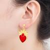 Nidin Hot Sale Sacred Heart Charm Drop Earrings For Women Female Vintage Engagement Wedding Party Ear Jewelry Delicate Gifts