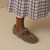 Lambswool Wool Shoes Women's Winter White Bow Inside the Heightened Pile Flat Mary Jane Shoes