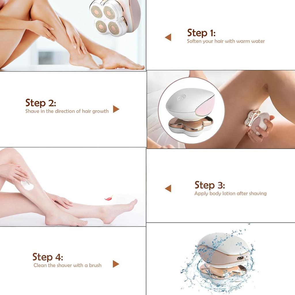 Electric Razors, Women Electric Shaver, Flawless Hair Removal Device, Cordless Painless Leg Shaver with LED Light,Waterproof Rechargeable Face Shaver