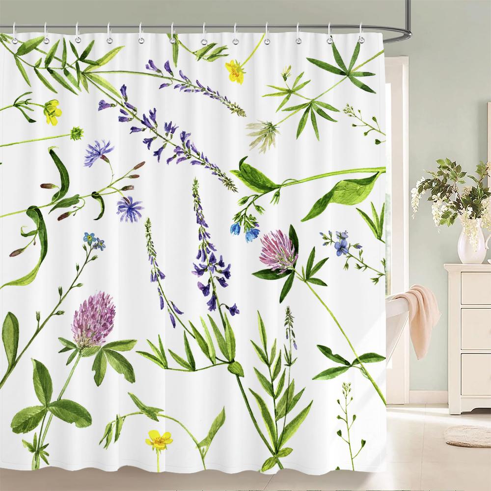 Flowers Pattern Shower Curtains Waterproof Polyester Bath Screen Curtain For Home Decoration Bathroom Printed Shower Curtain
