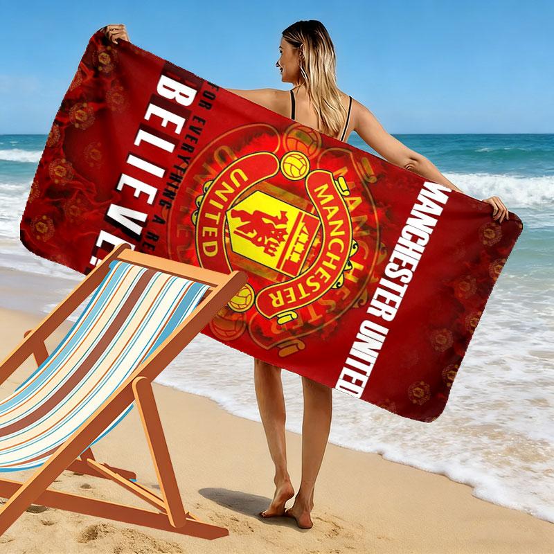 Manchester United F Print Beach Towel, Large Soft Quick Dry Towel for Beach Camping Swimming