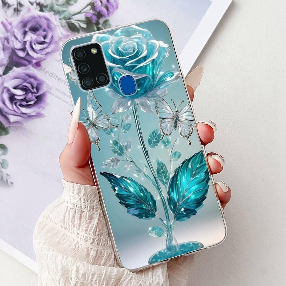 For Samsung A21s Case Cover Clear Fashion Luxury Cute Painted Back Cover For Samsung Galaxy A21s Phone Case A217F A217M A217N